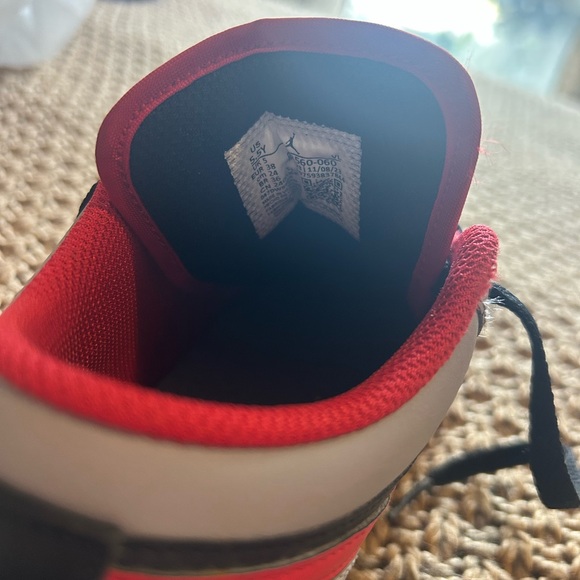 Nike Kids Black and Gray Air Jordans with Red Accents - Picture 5 of 6